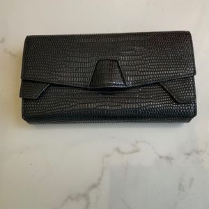 ALEXANDER WANG BLACK CROCODILE EMBOSSED CLUTCH